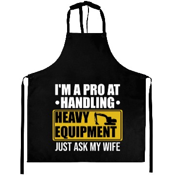 Discover Heavy Equipment Operator Pun Retro Excavator Aprons