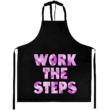 Discover Work the Steps purple camo Aprons