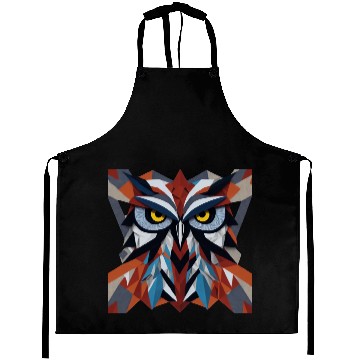 Discover Vintage Geometric Beautiful 3D Owl Artwork Aprons