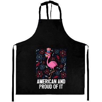 Discover 4th Of July American And Proud Of It Flamingo US Aprons