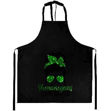 Discover Shenanigans Coordinator Messy Bun St Patric Day Aprons
