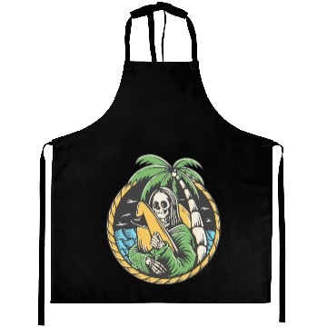 Discover MONALISA SKULL IN THE BEACH Aprons