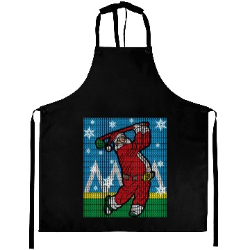 Discover Santa Claus Playing Golf Golfer Ugly Aprons