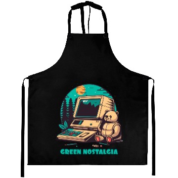 Discover Green Nostalgia Toy Bear Nature Computer Aprons