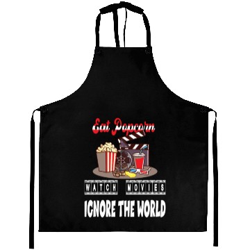 Discover Eat Popcorn Watch Movie Ignore The World Aprons