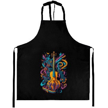 Discover detailed illustration electric guitar white back Aprons