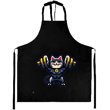 Discover Weight Lifting Lucky Cat Aprons