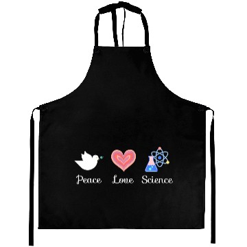 Discover Peace Love & Science Heart Leopard Plaid Aprons