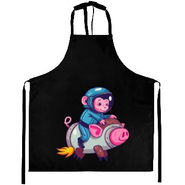 Discover Pig and Monkey as Astronauts Aprons