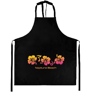 Discover Neptune Beach Florida Hibiscus Souvenir Vacation Aprons
