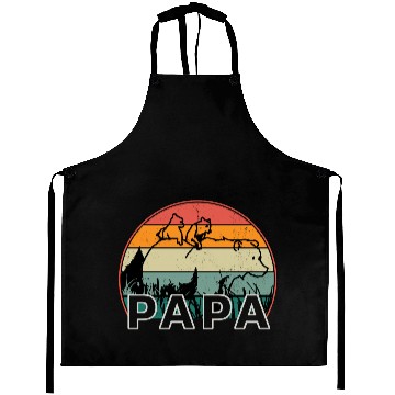 Discover Papa Bear With Cubs Retro Grizzly Bear Forest Tree Aprons