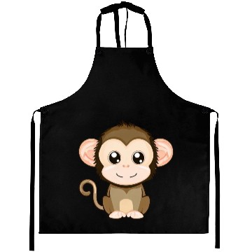 Discover Cute, Joyful Monkey - Kawaii Style Aprons