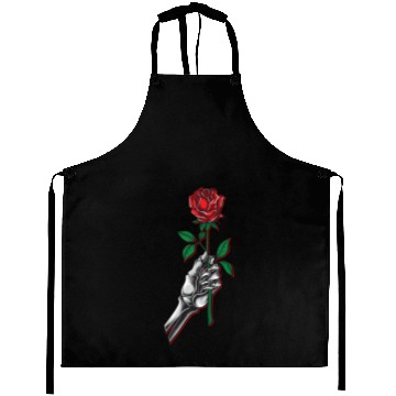 Discover eleton Hand Holding Red Rose Flower Aprons