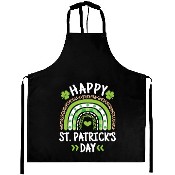 Discover Happy St Patric Day Leopard Print Rainbow Aprons