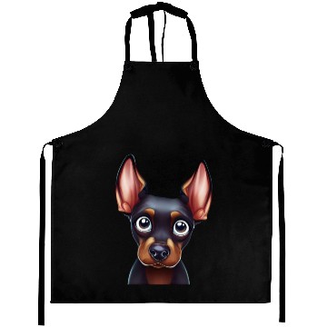 Discover Playful Doberman Pinscher Art Aprons