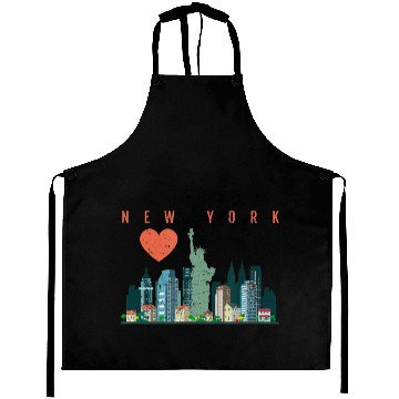 Discover New York City Nyc Skyline Heart Distressed Style Aprons