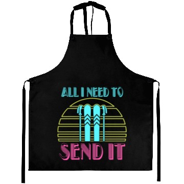 Discover Retro Neon Send It Skiing Freestyle Skiers Ski Aprons