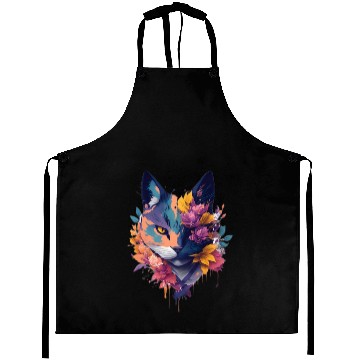 Discover colorful face ninja cat flowers Aprons