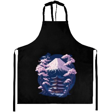 Discover Mount Fuji and a Temple With Cherry Blossoms Aprons