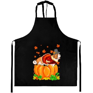 Discover Saint Bernard Dog Thanksgiving Turkey Pumpkin Aprons