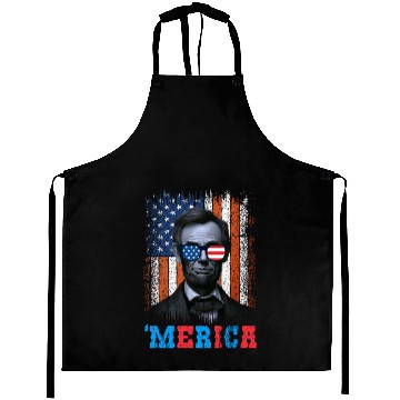 Discover Merica Lincoln Independence Day Party 4th July Aprons