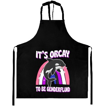 Discover It'S Orcay To Be Genderfluid Lgbtq Ally Orca Whale Aprons