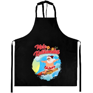Discover In July Santa Surfing Mele Kalikimaka Aprons