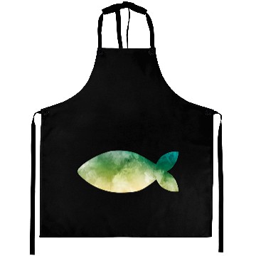 Discover Fish green watercolor Aprons