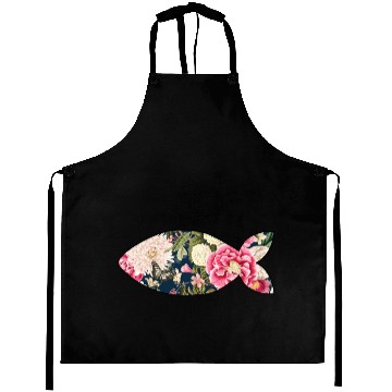 Discover Fish navy floral Aprons
