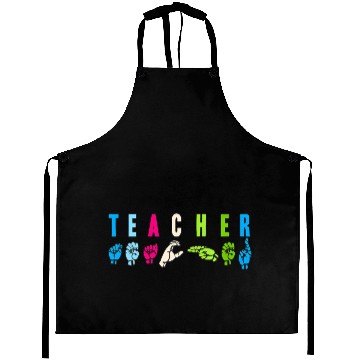 Discover Proud Teacher ASL Sign Language Gestures Aprons