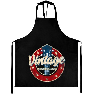 Discover Vintage Electric Guitar Player Rock and Roll Fan Aprons