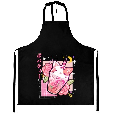 Discover Boba Tea Cat Bubble Tea Kawaii Anime Japanese Aprons