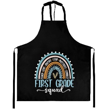 Discover First Grade Squad Rainbow Leopard Teacher Back Aprons