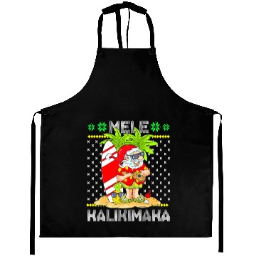 Discover Mele Kalikimaka Santa Claus Surfer Guitar Aprons