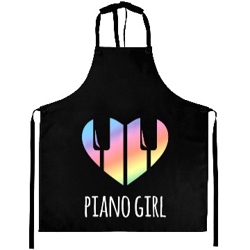 Discover Piano Girl with Rainbow Heart Aprons