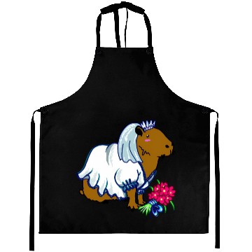 Discover Capybara Bride In A Wedding Dress Illustration Aprons