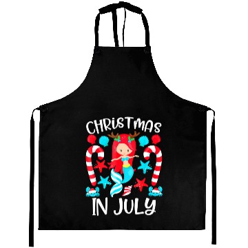 Discover Christmas In July Cute Mermaid Summer Aprons