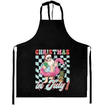 Discover Christmas In July Groovy Santa Flamingo Float Aprons