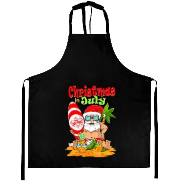 Discover Christmas In July Funny Santa Summer Beach Aprons