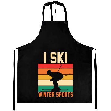 Discover Skiing Lover Silhouette Skier Retro I Ski Aprons