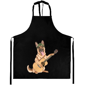 Discover Dog playing the acoustic guitar - German Shepherd Aprons