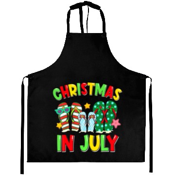 Discover Christmas in July Flip Flops Summer Vacation Aprons