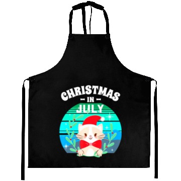 Discover Christmas in July for Women Men Cat Christmas Aprons