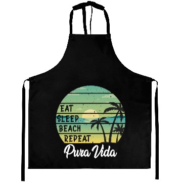 Discover Eat Sleep Beach Repeat Pura Vida Palms Sunset Aprons