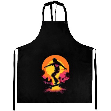 Discover Skateboarding Skateboarder Skater Sunset Retro Aprons