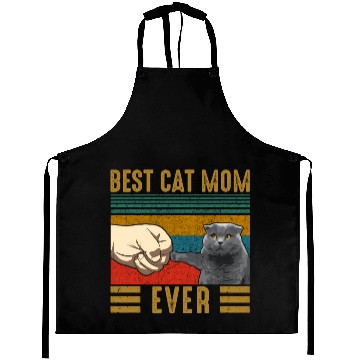 Discover Vintage Best Cat Mom Ever Mothers Day Scottish Fol Aprons