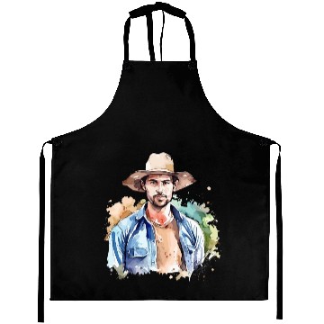 Discover Harvest Hues - Watercolor Style Farmer Artwork Aprons