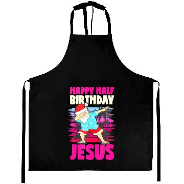 Discover Happy Half Birthday Jesus Dabbing Santa Christmas Aprons