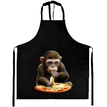 Discover Monkey enjoying banana pizza Aprons