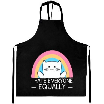 Discover I Hate Everyone Equally Funny Cat Lover Rainbow Aprons